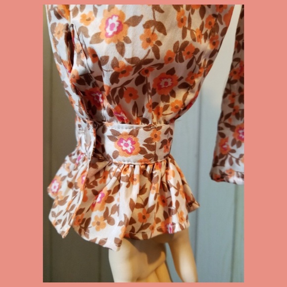 VTG 80s GLORIA VANDERBILT Tie Neck Ruffle Floral Button down Designer Blouse - Picture 4 of 9